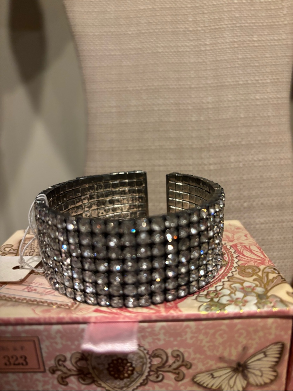 Crystal Pavé Silver Cuff Bracelet